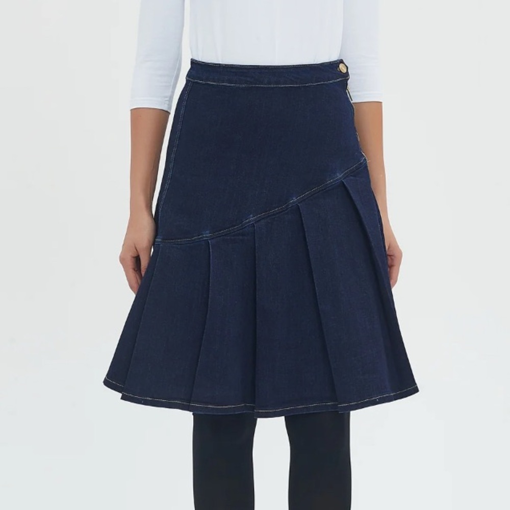 Women’s half pleat denim skirt - dark denim - NWT